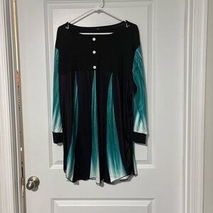 Stylish Black and Teal Women's Top-2X